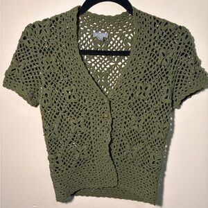 Olive Green Crochet Women Sweater